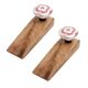 2 Pieces Pink Ceramic Floral Wooden Door Stopper