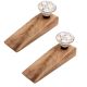 2 Pieces Grey and White Golden Checkerboard Ceramic Door Stopper