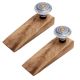 2 Pieces Blue Sapphire Hue Golden Pattern Ceramic Wooden Door Stopper