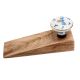 2 Pieces Blue Golden Firefly Pattern Flat Ceramic Wooden Door Stopper
