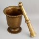 Handcrafted Brass Mortar Pestle Pedestal Khalbatta Set