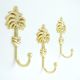 Handmade Golden Palm Tree Iron Wall Hooks-3 Pieces