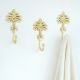 Handmade Golden Palm Tree Iron Wall Hooks-3 Pieces