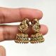 Handmade Brass Metal Jewellery Green Stone Jhumka Earrings