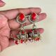 Handmade Brass Metal Jewellery Red Teardrop Jhumkas