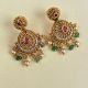 Handmade Brass Metal Jewellery Ruby Pearl Chandbali Earrings