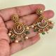 Handmade Brass Metal Jewellery Ruby Pearl Chandbali Earrings