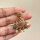 Handmade Brass Metal Jewellery Ruby Pearl Chandbali Earrings