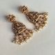 Handmade Brass Metal Jewellery Lakshmi Pearl Drop Earrings