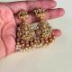 Handmade Brass Metal Jewellery Lakshmi Pearl Drop Earrings