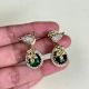 Handmade Brass Metal Jewellery Green Bird Drop Earrings