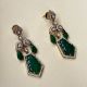 Handmade Brass Metal Jewellery Green Leaf Drop Earrings