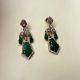 Handmade Brass Metal Jewellery Green Leaf Drop Earrings