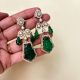 Handmade Brass Metal Jewellery Green Leaf Drop Earrings