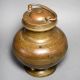 Vintage Handcrafted Brass Storage Pot with Hinged Lid