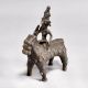Vintage Brass Folk Art Horse and Rider Statue for Decor