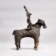 Vintage Brass Folk Art Horse and Rider Statue for Decor