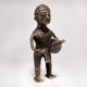 Tribal Male Figure Beating Traditional Drum Statue Made of Brass