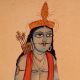 Vintage Kalighat Paper Painting of Lord Ram and Hanuman