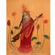 Vintage Paper Painting of Goddess Saraswati for Prayer Room