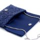 Handcrafted Navy Blue Beaded Evening Clutch Bag with Chain Strap