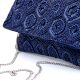 Handcrafted Navy Blue Beaded Evening Clutch Bag with Chain Strap