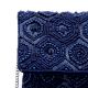 Handcrafted Navy Blue Beaded Evening Clutch Bag with Chain Strap