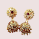 Handmade Brass Alloy Ruby Jhumka Earrings for Women