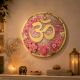 Handcrafted Om Resin Wall Decor with Acrylic Floral Art Round Plaque