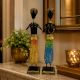 Handcrafted Tribal Figurine Mirror Mosaic Musicians Set of 2 Decor