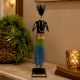 Handcrafted Tribal Figurine Mirror Mosaic Musicians Set of 2 Decor
