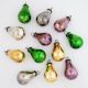 Set of 12 Handmade Multicolour Glass Pear Christmas Hanging Ornaments
