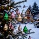 Set of 12 Vintage Multicolour Glass Pear Christmas Hanging Ornaments