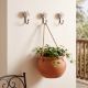 3 Pieces Handmade Vintage Floral Ceramic and Metal Wall Hooks