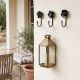 3 Pieces Handmade Vintage Black Rose Ceramic and Metal Wall Hooks