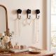 3 Pieces Handmade Vintage Black Rose Ceramic and Metal Wall Hooks