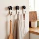 3 Pieces Handmade Vintage Black Rose Ceramic and Metal Wall Hooks