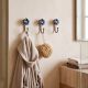 Set of 3 Navy Blue And Turquoise Ceramic Flower Wall Hooks