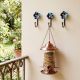 Set of 3 Navy Blue And Turquoise Ceramic Flower Wall Hooks