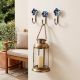 Set of 3 Navy Blue And Turquoise Ceramic Flower Wall Hooks
