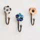 Set of 3 Multicolour Handmade Ceramic Flower Metal Wall Hooks