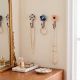 Set of 3 Multicolour Handmade Ceramic Flower Metal Wall Hooks