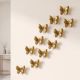 Set of 12 Handmade Golden Aluminium Butterfly Wall Hangings